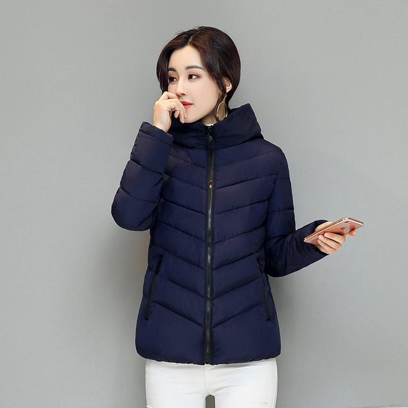 New Fashion Winter Jacket Women Stand Collar Hooded Basic Jacket Ladies Female Coats Slim Outwear Casaco Feminino Inverno 2020