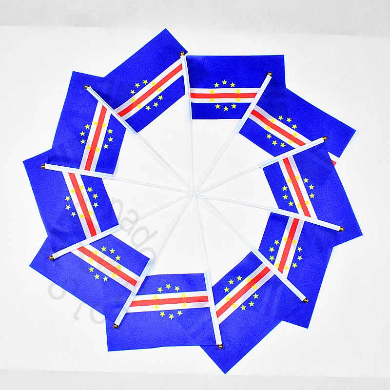 Cape Verde 14*21cm 10pieces banner  Hand waving Flag National Flag for meet,Parade,party.Hanging,decoration