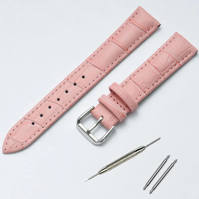 Fashion Charm Colorful Women Watches Band Genuine Leather Kids Watch Strap Red White Pink 10 12 14 15 16 17 18 19 20 22 24 mm