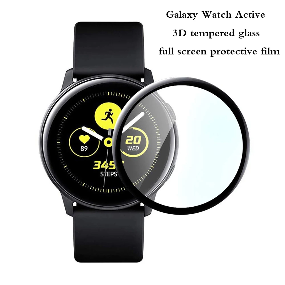 Tempered Glass Protector Film For Samsung Galaxy Watch Active 3D Full Screen Protective film Soft Fibre Glass Films