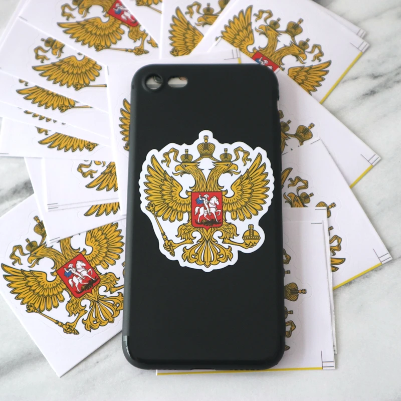 

CS-710# 4 Pieces 6.5*5cm Coat of Arms of Russia Car Sticker Vinyl Decal for Auto Styling Phone Decoration