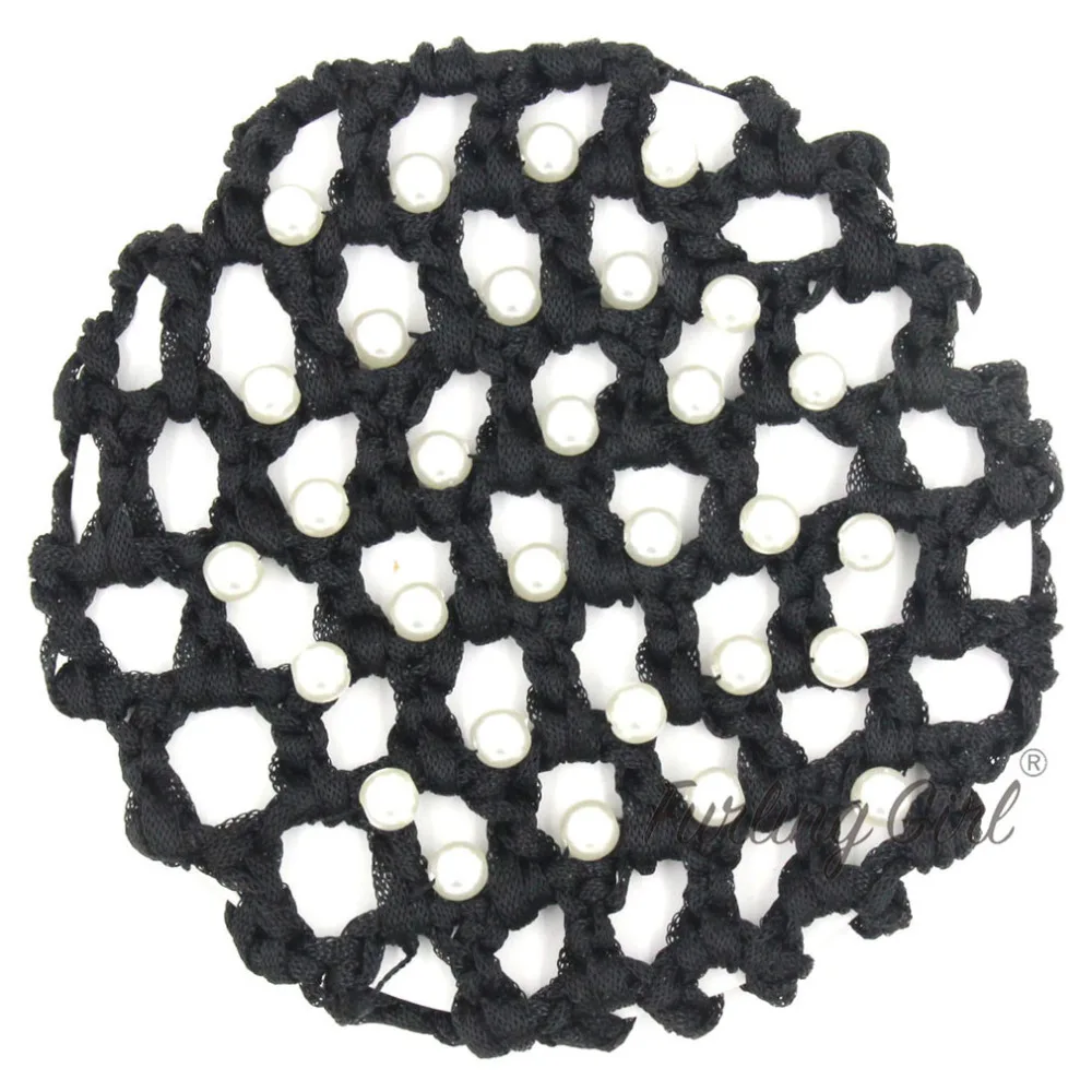 Furling Girl 1PC Women Pearl Ballet Dance Hair Bun Holder No drill Hair Net Skating Crochet Hair Dount with Simulated Pearls