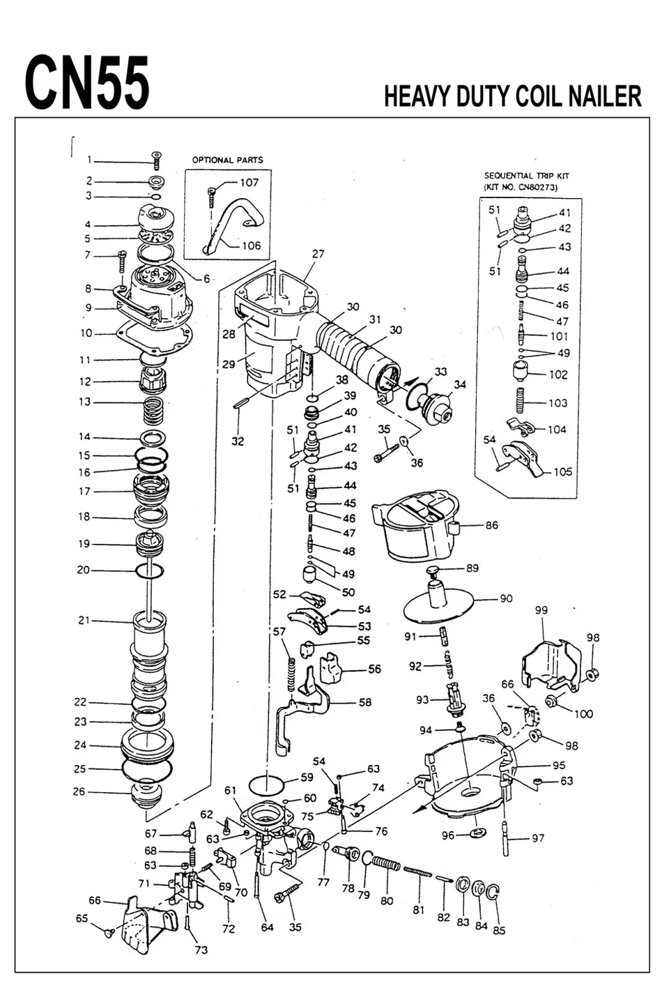 Ersatzteile für Spulennagler, Kontaktarm-Einheit für pneumatische Nagler, Zubehör für Max CN55 # 58 CN70 # 56 CN80 # 61 – Detail 6