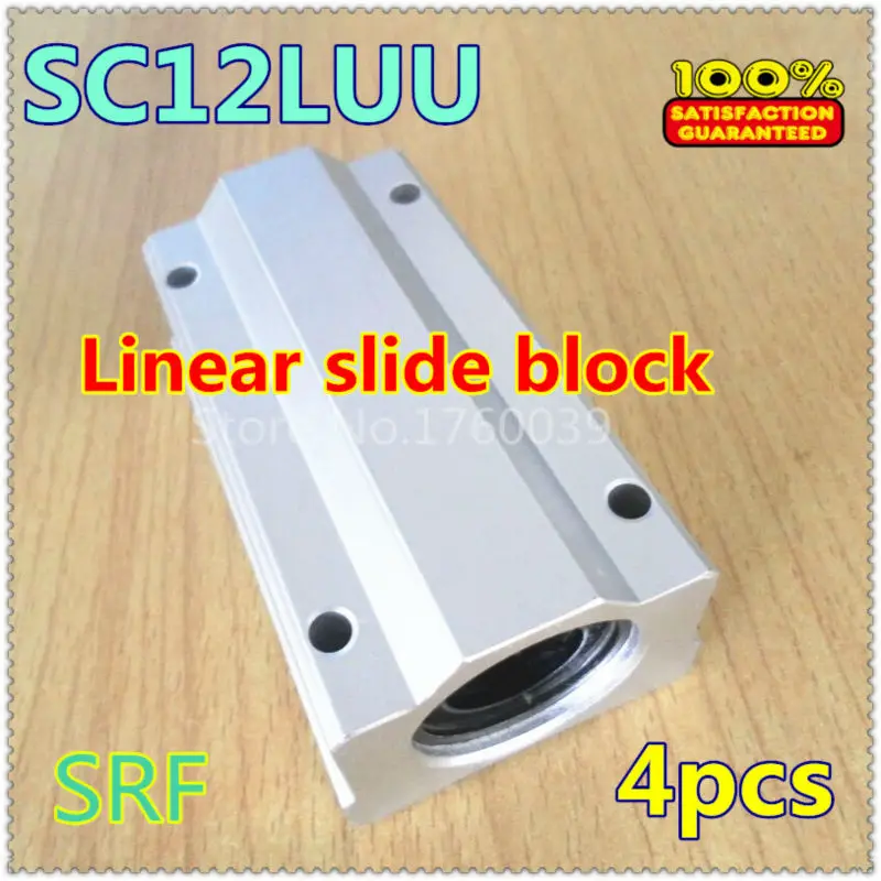 Free shipping  4pcs x SC12LUU SCS12LUU  12mm Linear motion Bearing  Block  Linear unit with LM12LUU for CNC