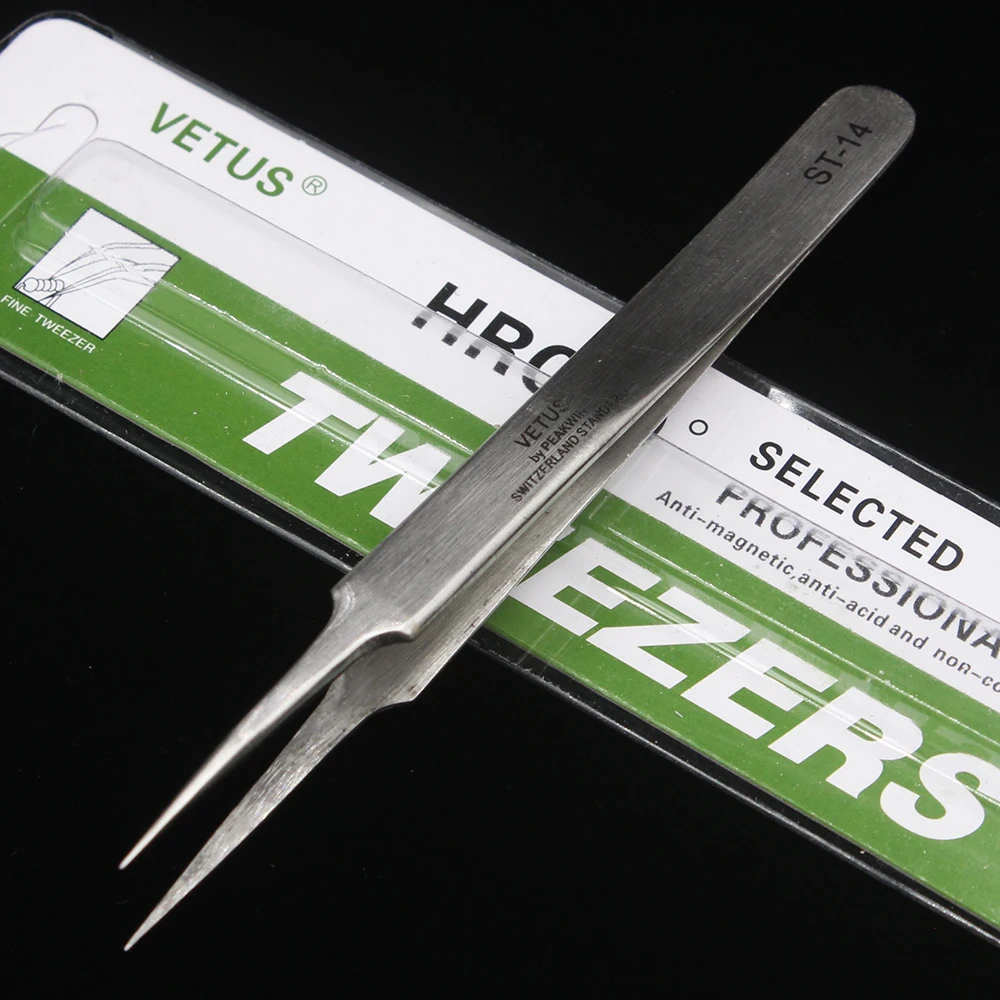 1PCS VETUS Stainless Steeltweezers Industrial Anti-static Tweezers watchmaker Repair Tools  ST-10/11/12/13/14/15