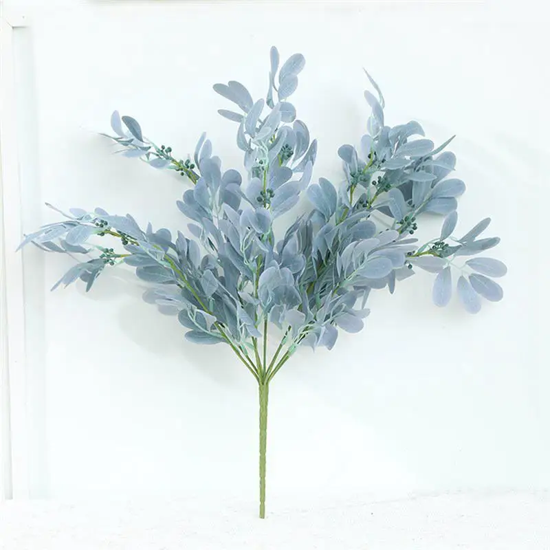 Simulation Green Jujube Leaf Bouquet 9 Fork Fake Flower Red Blue Green Leaf Home Guest Bedroom Wedding Dress Decoration