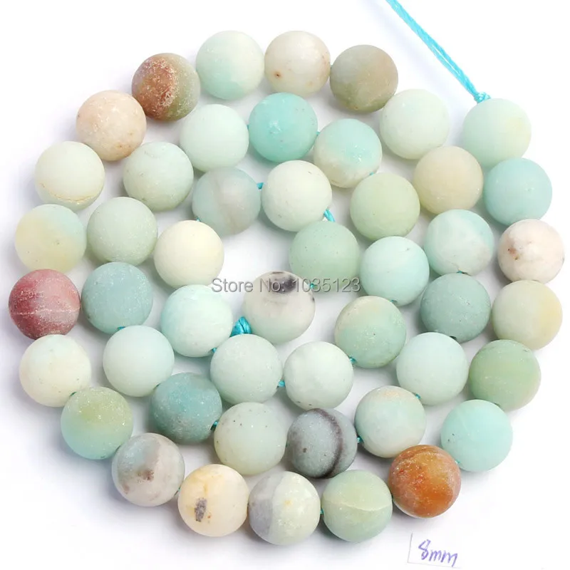 

Natural Frosted Amazonite Round Shape 4/6/8/10/12/14mm DIY Loose Beads Strand 15 Inch Jewelry Making w692