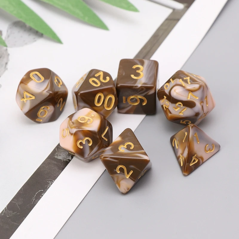 7pcs/set Sided Dice Acrylic Digital Dice D4 D6 D8 D10 D12 D20 Dice For Dungeons&Dragon D&D RPG Poly Game