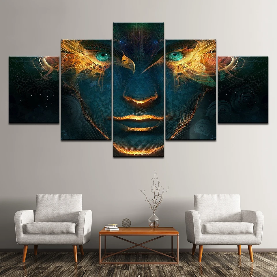 Canvas Painting human face art work 5 Pieces Wall Art Painting Modular Wallpapers Poster Print for living room Home Decor