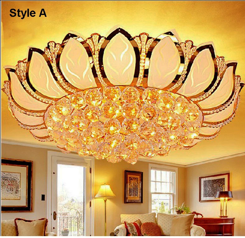 E14 Lotus Flower Modern Ceiling Light With Glass Lampshade Gold Ceiling Lamp for Living Room Bedroom lamparas de techo abajur