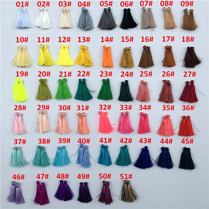 20Pcs/Pack 40mm Mulit Colors Polyester Tassels Earrings Silk Charm Pendant Satin Tassel, Jewelry Making DIY Findings Material