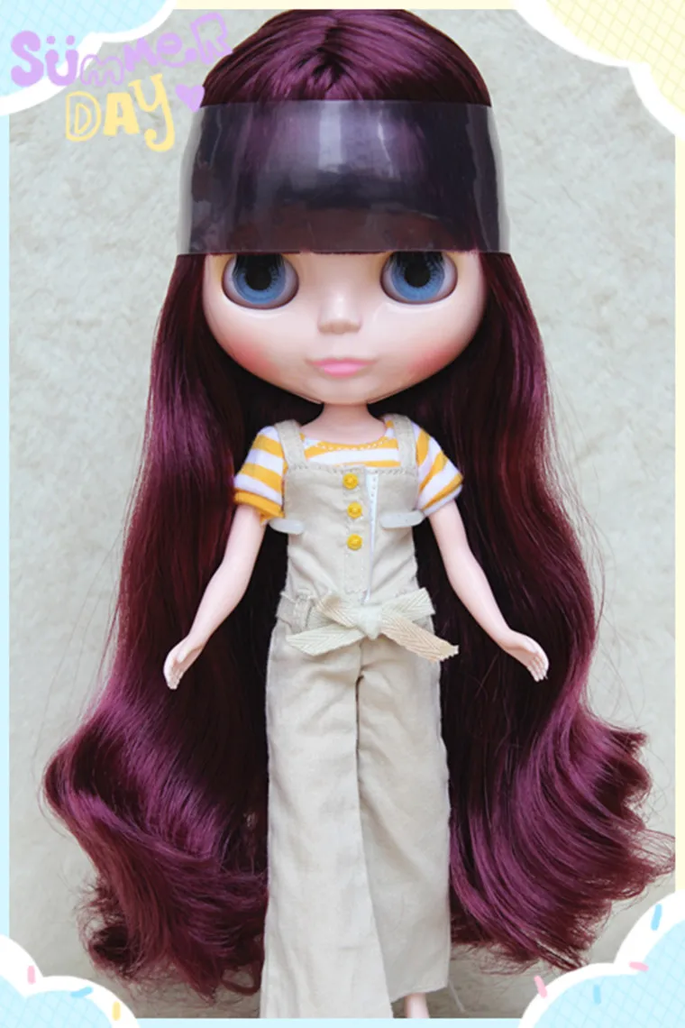 

Blygirl Grape purple Bangs hair nude doll Blyth doll 652BL8214 ordinary body seven joints change their own makeup