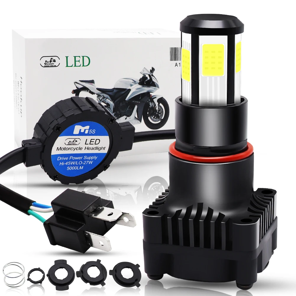 Motorcycle H4 LED Headlight Bulb Hi-Lo Beam 25W 5000LM COB Chip Motorbike Scooter Moto Universal Front Headlamp Driving Light