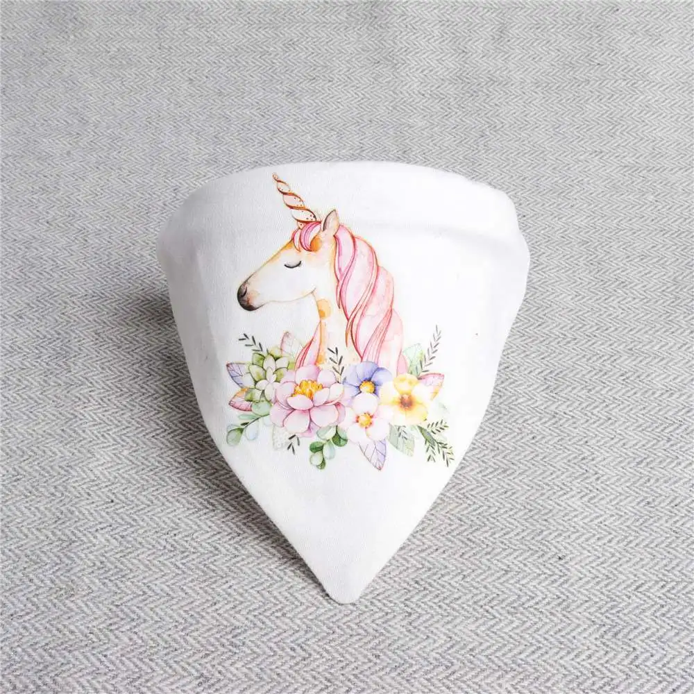 Adjustable Collar Dog Cat Pet Puppy Unicorn head picture Bandana Drooling Scarf Neckerchief