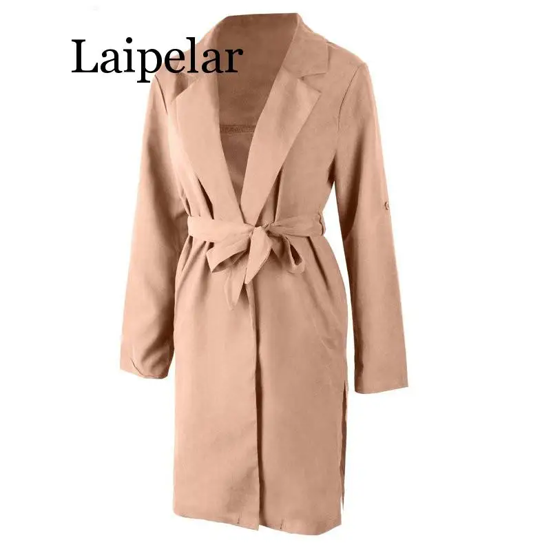 Laipelar women long coat female casual trench coat Long Sleeve british style overcoat women autumn coat Office ladies wear