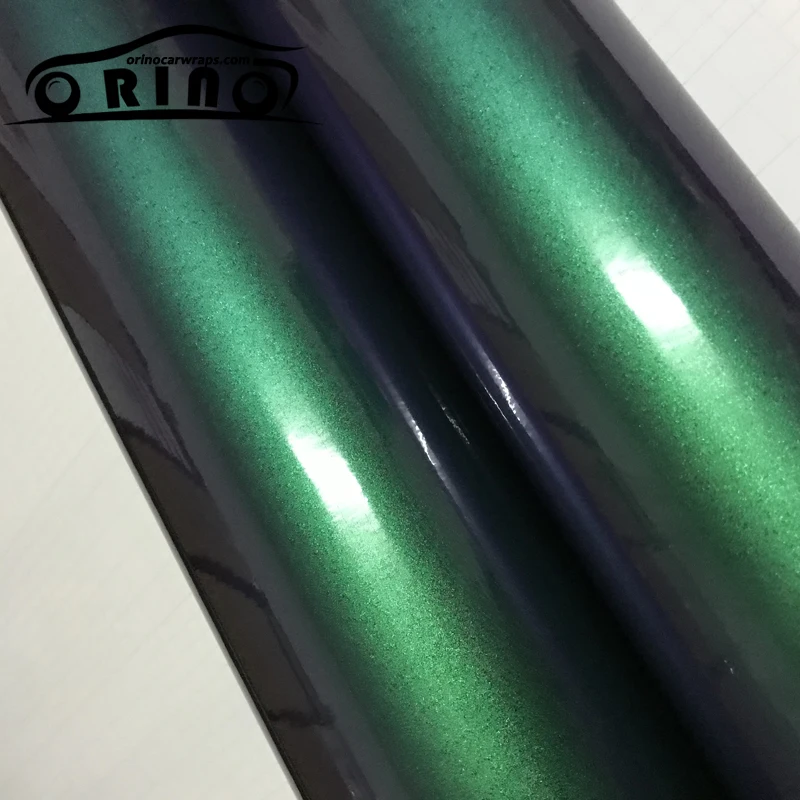 

Glossy Pearl Chameleon Vinyl Green to Purple Chameleon Car Sticker Bubble Free For Car Wrapping Size: 1.52x20m/roll ORINO WRAPS