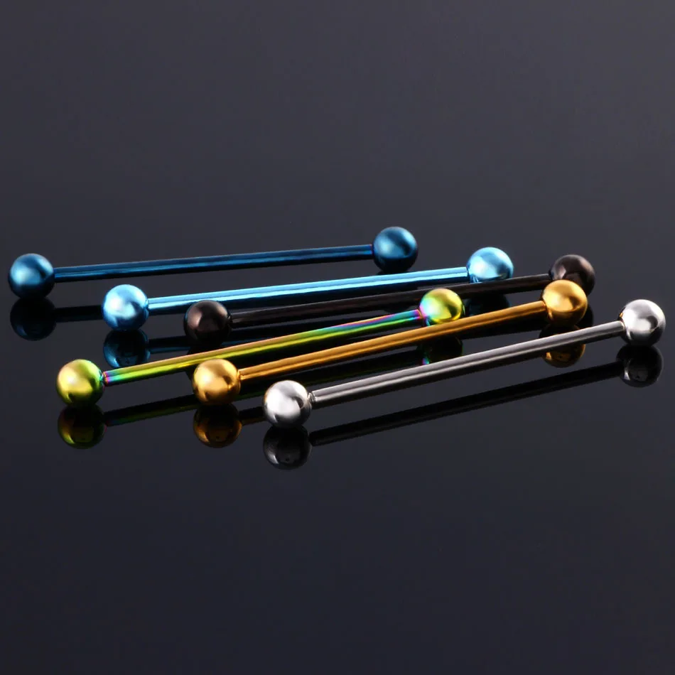 1 Pc 16/14G 34+5mm Stainless Steel Industrial Piercing Ear Cartilage Stud Earring Barbell Straight Ear Piercings Barbell Jewelry