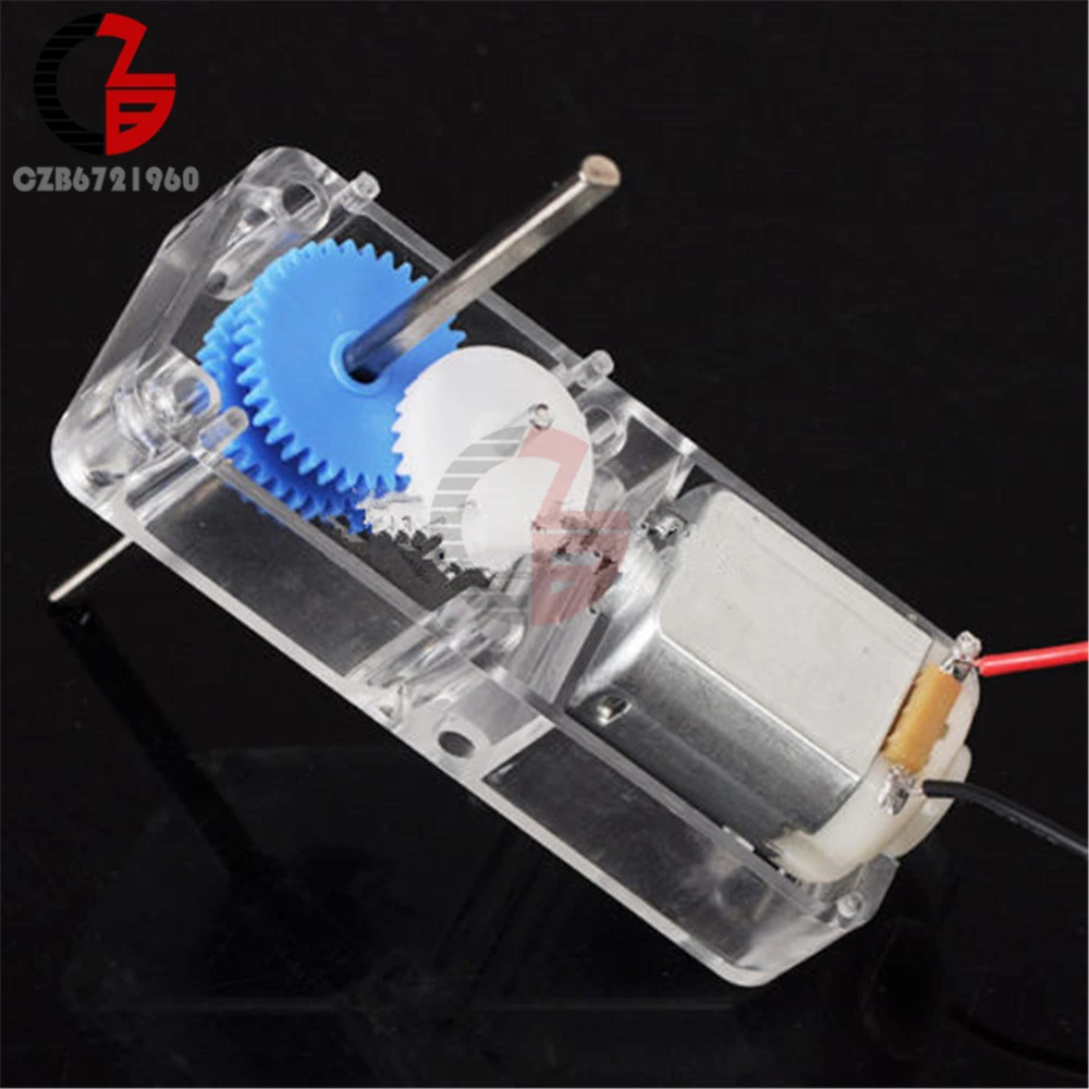 DC 1.5-6V 130 Gear Motor 1:94 DC Motor 85-120 RPM with Transparent Protective Box Shell Case for Smart Robot RC Car DIY