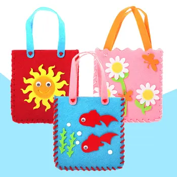 DIY tasche nicht-woven stoff hand tasche cartoon stereo paste machen kreative kunst materialien in kindergarten baby kind hand made spielzeug