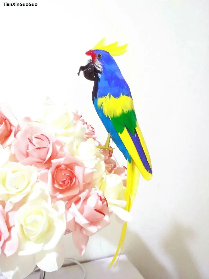 

about 32cm colourful feathers parrot bird hard model prop,home garden decoration ornaments gift s1461