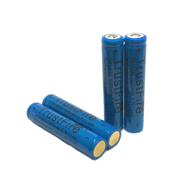 

4pcs/lot TrustFire TR 14650 1600mAh 3.7V Rechargeable Lithium Protected Battery Cell with PCB Power Source For LED Flashlights