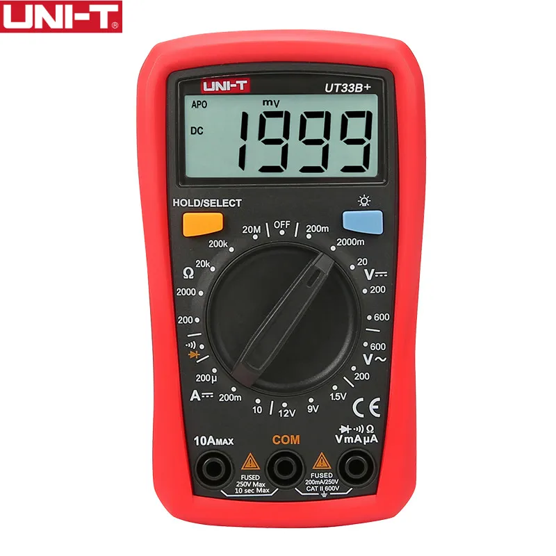 UNI-T UT33B + Digitale Multimeter Handleiding Range Ac Dc 200Mv ~ 600V Voltage Meter Dc 10A Huidige Tester weerstand Meter