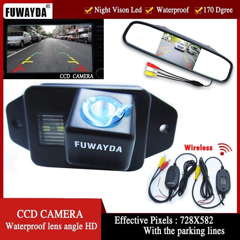 

FUWAYDA Parking Monitor System Car parking CCD RearView Camera+4.3inch Car Mirror Monitor for TOYOTA LAND CRUISER PRADO2700 4000