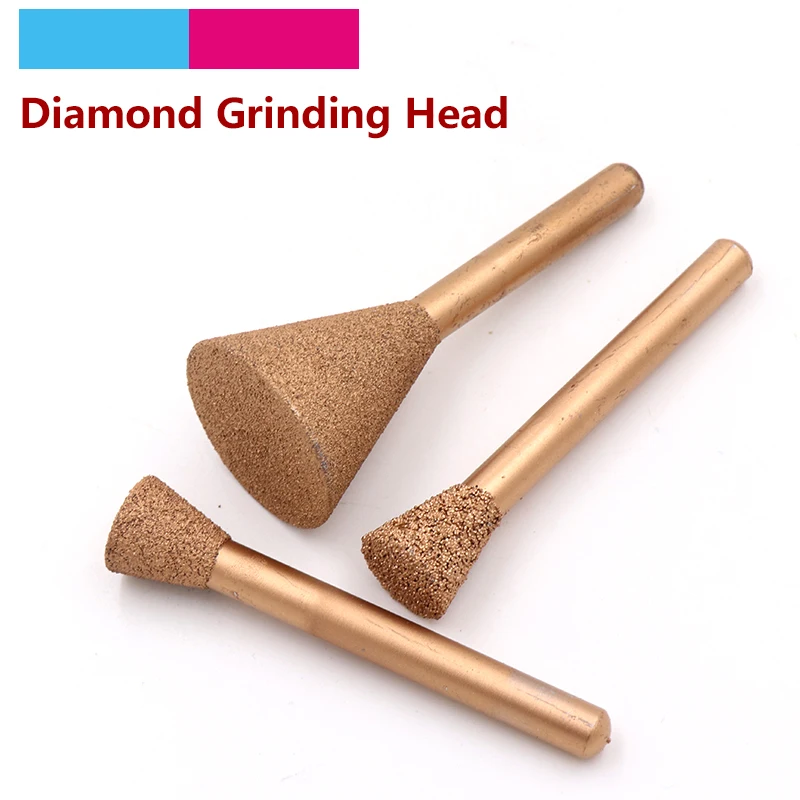 

1pcs 6mm Shank Inverted Trapezoid Vacuum Brazed Diamond Burrs Alloy Grinding Head For Jade Peeling Stone Electric Carving Tools