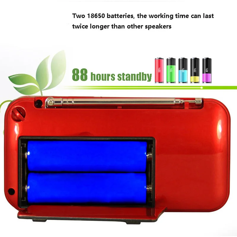 C-803 With Two 18650 Batteries Slot & LED Flashlight &Two TF Card Slot Portable Bluetooh FM Radio Wireless USB Speaker