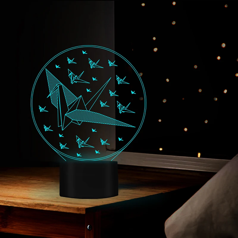 

3D Flying paper crane 7 Colors changing 3d Night Lights led AAA Battery Powered Night Light Home bedroom Lamp decoration Xmas