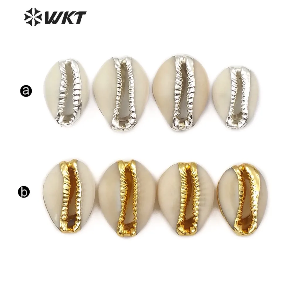 JP119 Wholesale Natural Cowrie Pendant Gold Electroplated Sea Shell Beads For Women Bracelet Necklace Jewelry Making