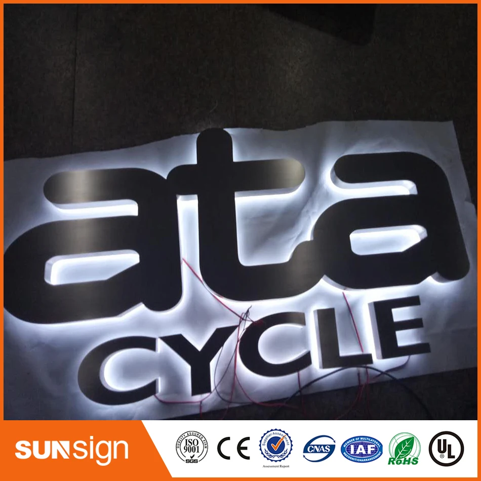 

Brushed stainless steel backlit letters