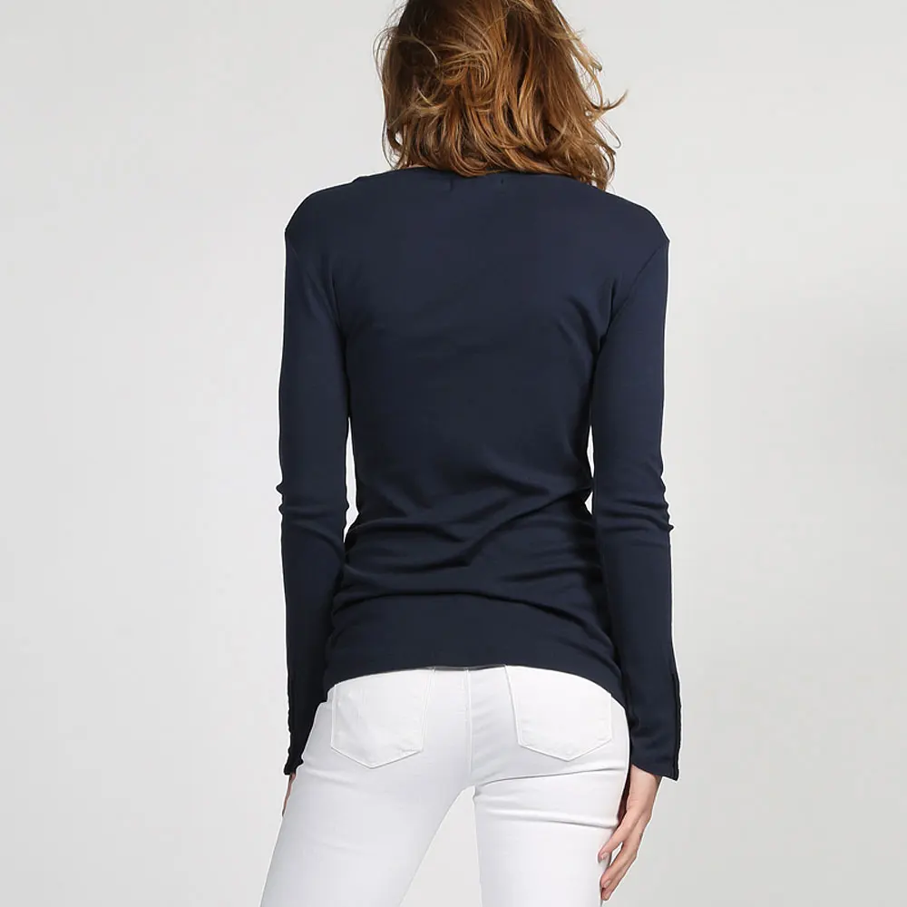 Women Girls Cotton T-shirt Solid Long Sleeve Casual Tee Size Undershirt Atacado Roupas Femininas Lady Clothes Tees & Tops