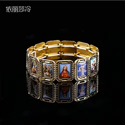 Catholic Alloy Bracelet Jesus Icon Jewelry Rosary Heart Saint Mercy Saint Icon Religious Bead Bracelet