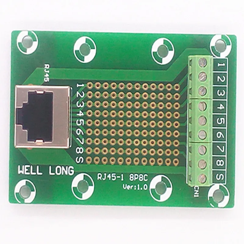

RJ45 8P8C Jack1-Way Buss Breakout Board, клеммный блок, разъем.