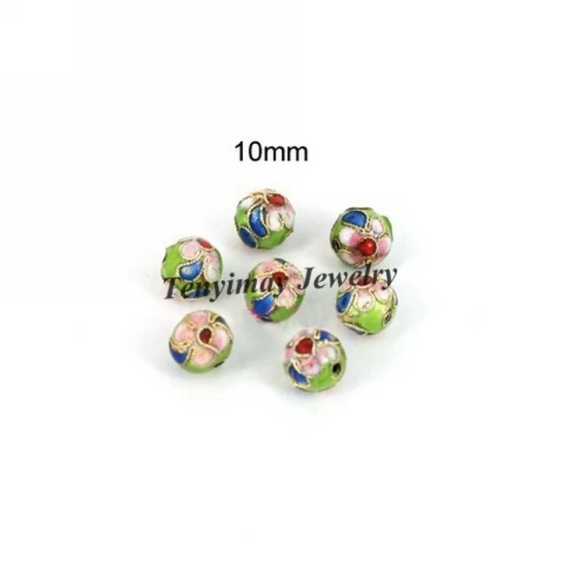 

10mm Chinese Cloisonne Enamel Beads Mixed Color Traditional Handicrafts 100pcs Wholesale