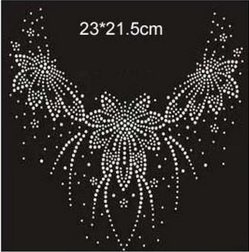 

2pc/lot Flower decor neckline patches hot fix rhinestones iron on transfers motif transfer on design