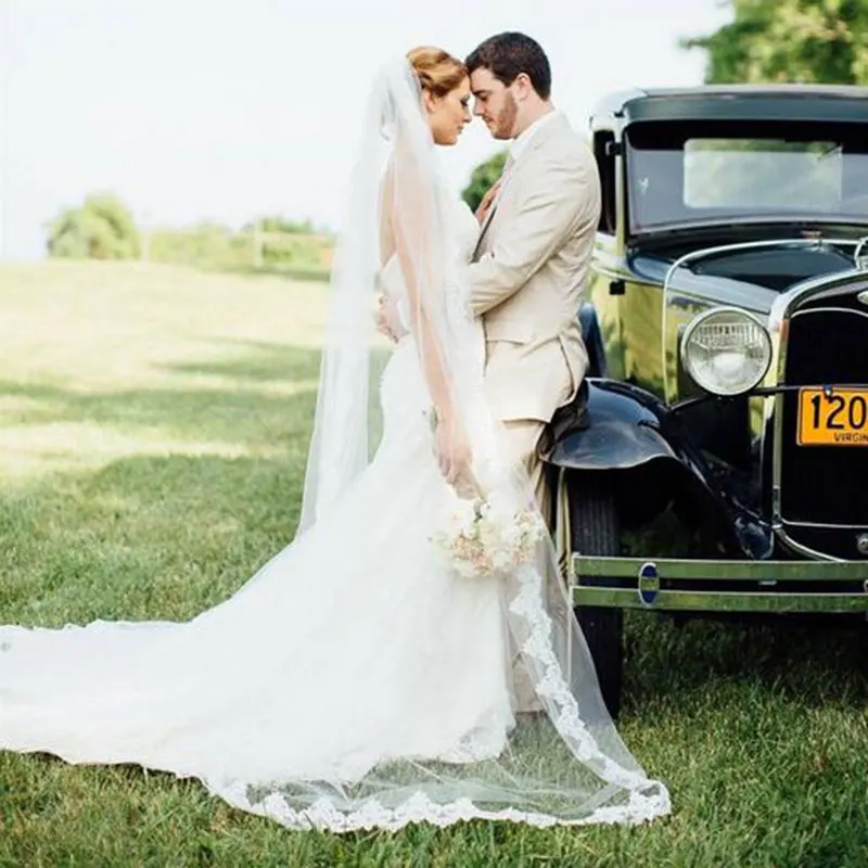 Velos De novia De 2,7 metros, velo De novia De marfil blanco, apliques De tul, accesorios De boda, velo De Mantilla, veeu De novia