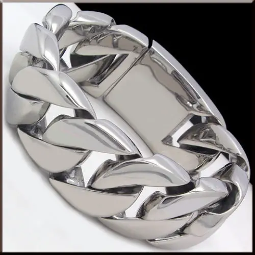 Heavy Cuban Cuban curb link bracelet biker chain stainless steel Men's Jewelry 32mm .8.5''