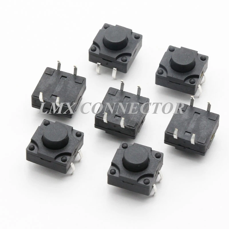 50Pcs Waterproof Micro Tact Switch 12x12x5.8/6/6.5/7/7.5/8/9/9.5/10/10.5/11-16.5mm DIP 4P  Tactile Switch