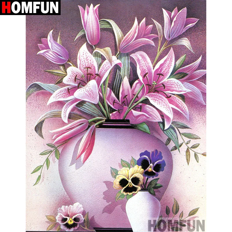 

HOMFUN Full Square/Round Drill 5D DIY Diamond Painting "Pink flower" 3D Embroidery Cross Stitch 5D Home Decor Gift A17269