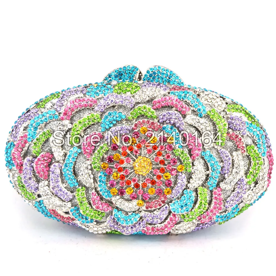 Clutch Bag 2016 New Women's Dazzling Flower Laminated Crystal Rhinestones Wedding Cocktail Party Handbags Clutch Wallet 88245