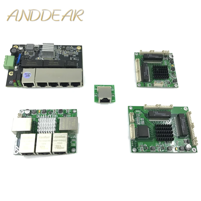 อุตสาหกรรมโมดูลสวิทช์ Ethernet 5 พอร์ต Unmanaged10/100/1000 mbps PCBA คณะกรรมการ OEM พอร์ตการตรวจจับอัตโนมัติ PCBA บอร์ดเมนบอร์ด OEM