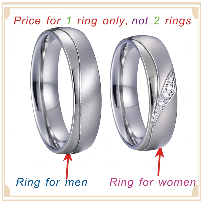 Top Quality Marriage Alliances White Gold Color Couple Wedding Rings Set for Men and Women Stainless Steel Jewelry Never Fade