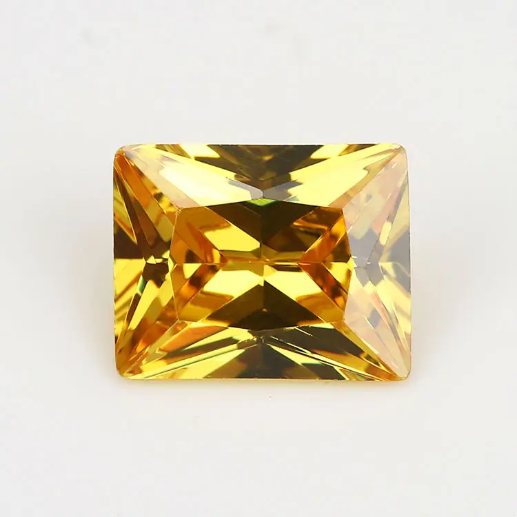 

50PCS 3x4~13x18mm Rectangle Shape Princess cut Golden Yellow Loose cz stone Synthetic Gems Cubic Zirconia For DIY Jewelry Stone