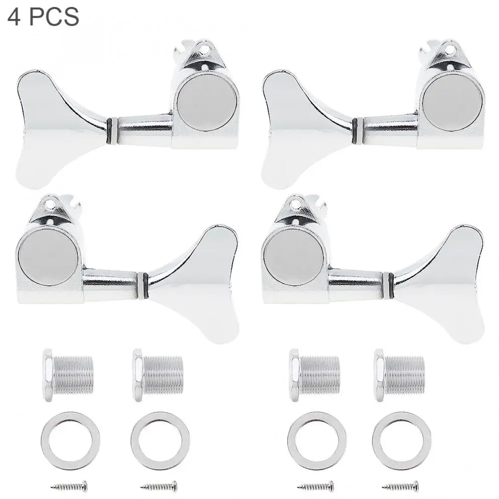 Clavijas de afinación de graves plateados, sintonizador 2R + 2L, cabezal de máquina cerrado para bajos acústicos eléctricos, 4 piezas