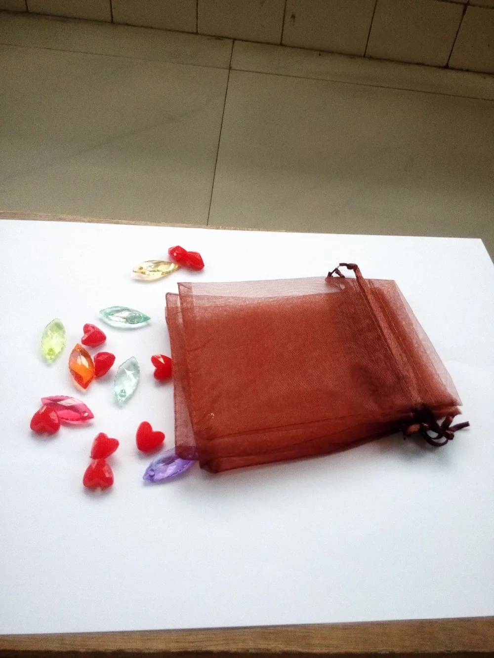 

10*15cm 500pcs Brown Gift Bags For Jewelry/wedding/christmas/birthday Yarn Bag With Handles Packaging Organza Bags