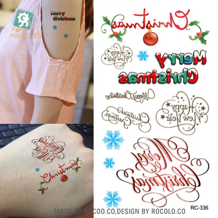 Waterproof Temporary Tattoo sticker english Merry Christmas tatto stickers flash tatoo fake tattoos