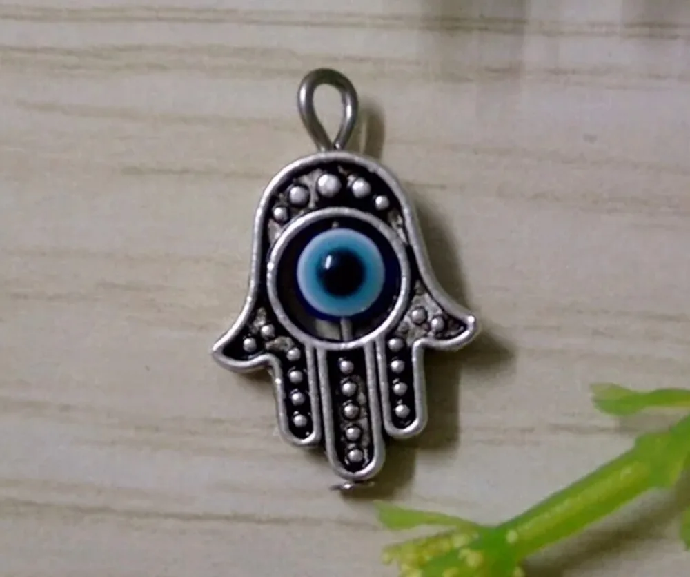 12pcs Vintage Evil Eye Hamsa Fatima Hand Charm bracelet Necklace Fashion Jewelry Accessories