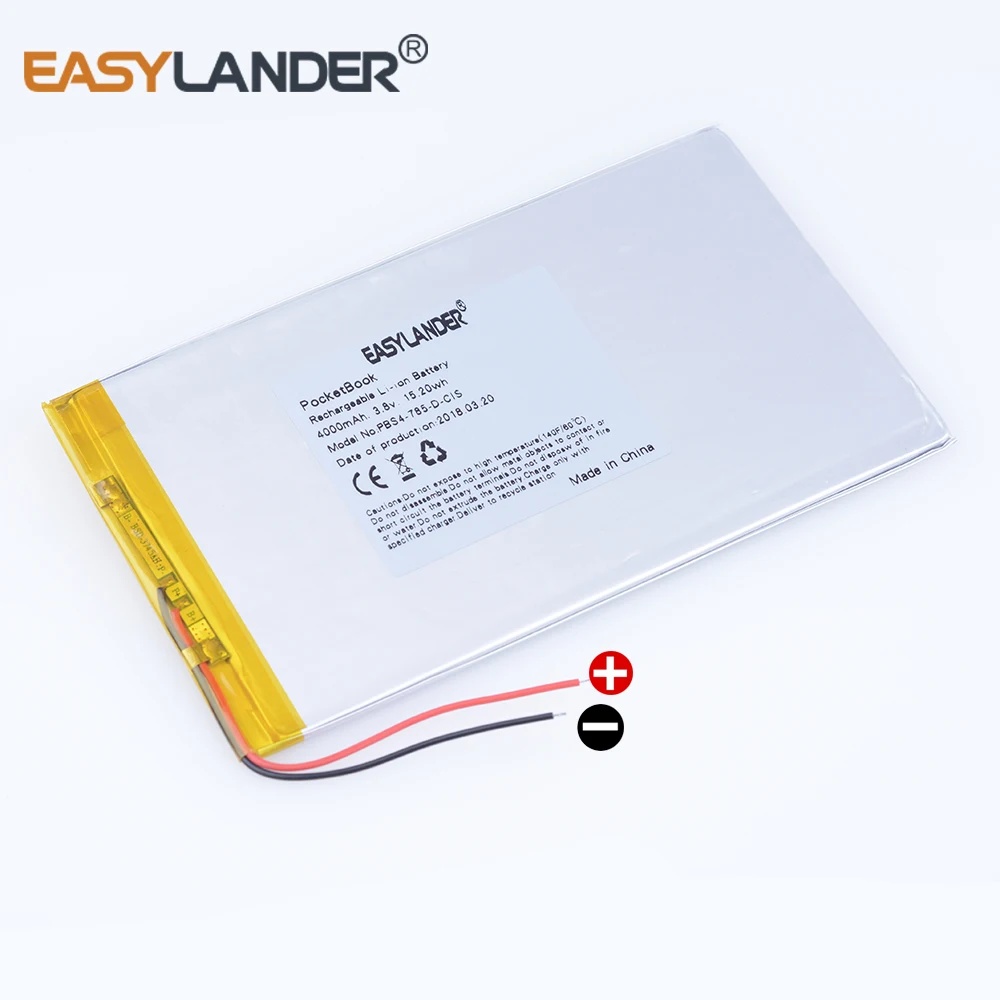 

3.8V 4000mAh 15.2wh Lithium li-Polymer Li-ion Battery for Tablet PC PocketBook surfpad 4M SF 4M POWER BANK MODEL PBS4-785-D-CIS